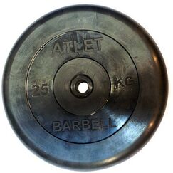 Диски d 25: Диск обрезиненный MB BARBELL MB-AtletB26-25 чёрного цвета, 26 мм, 25 кг фотографии