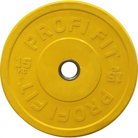 Диски d 50: Диск для штанги каучуковый PROFI-FIT D-51, 15 кг цветной фотографии